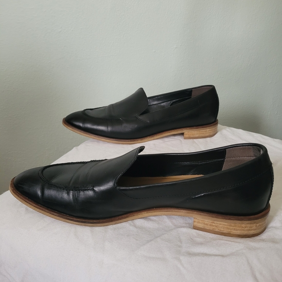 Everlane Shoes - Black Leather Women's Loafers with Natural Wood-Effect Sole - Everlane - 9.5